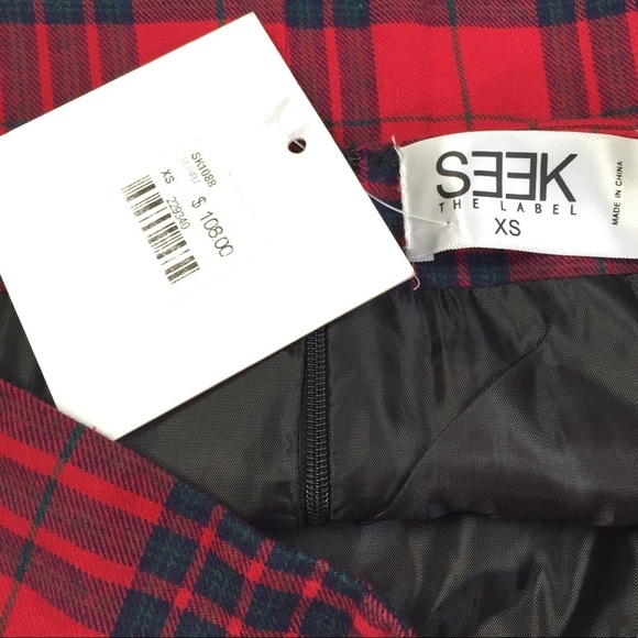 SEEK The Label Red Plaid Abstract Front School Girl Ring Skirt XS - Picture 3 of 3